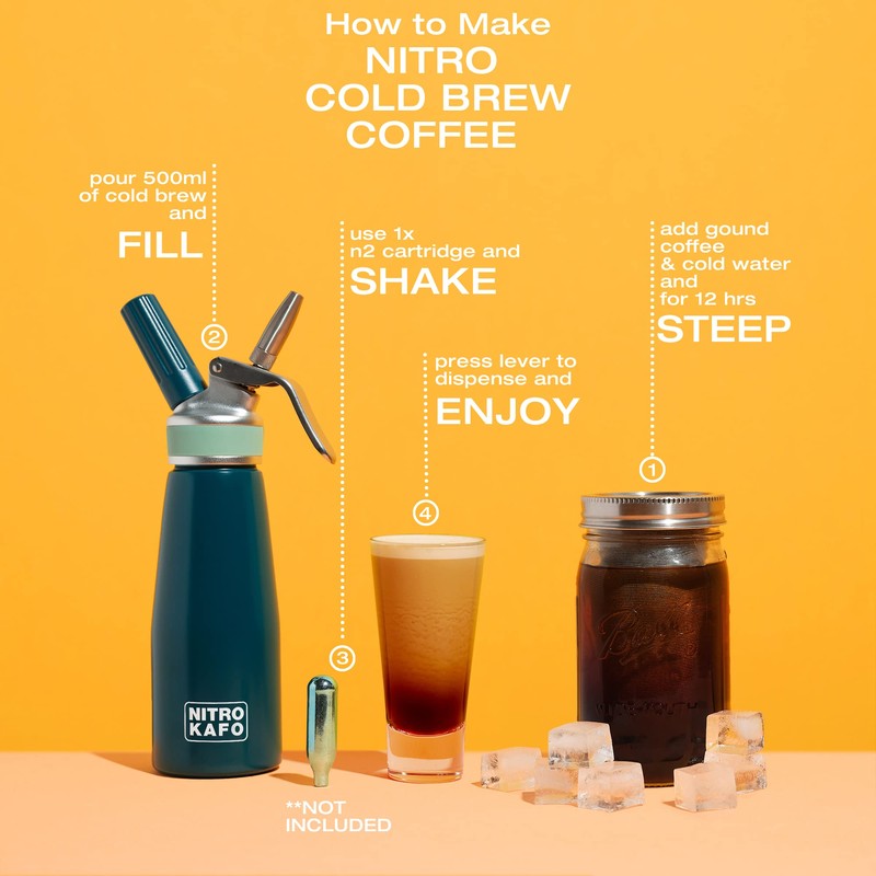 NITRO KAFO 1L Nitro Coffee Maker, Aluminum Nitro Cold Brew