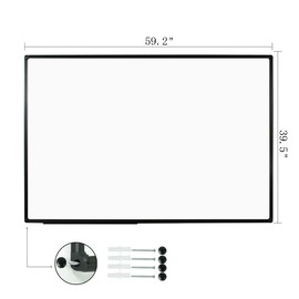 JILoffice Large Magnetic White Board, Dry Erase Board 60 x 40 Inch, Black Aluminum Frame Wall Mounted Board for Office Home and School