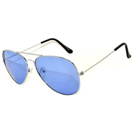 Aviator Classic Sunglasses Black Silver Bronze Gold Blue Green Yellow White. (l Blue)