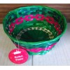 Christmas House Round Bamboo Basket Storage Fruit Flowers Gifts 8.5"