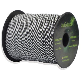 aufodara 50 Meters Paracord Cords 2 mm Nylon Rope 1 Core Strands (Black White, 50)