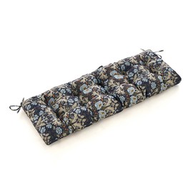 ARTPLAN Outdoor Bench Cushion for Patio Furniture,Tufted Patio Loveseat Cushion for Wooden Metal Wicker Bench Chair,48"X18"X4",Floral,Stone Blue