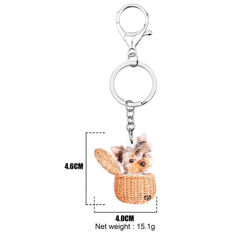 DUOWEI Cute Acrylic Yorkshire Terrier Keyring Puppy Pets Key Ring