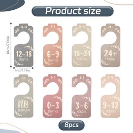 8 Pcs Baby Wardrobe Dividers，Double-Sided Nursery Closet Dividers for Clothes，Wooden Baby Clothes Dividers & Organiser for Newborn to 24 Months(Pastel Colors)