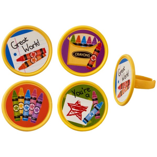Crayons Cupcake Rings Party Favors - 24 pc