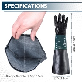 weyleity 23.6" Rubber Sandblasting Sandblaster Gloves | Heavy Duty Rubber Sandblaster Cabinet Gloves with Particle Palm for Abrasive Blasting be Used on Sandblast Cabinet Sand