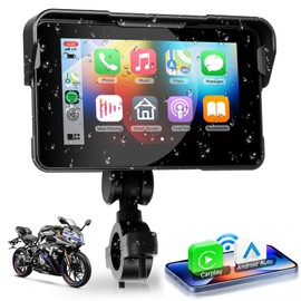 VECHTEL Wireless CarPlay Screen 5 Inch for Motorcycle Portable CarPlay & Android Car, Waterproof Touchscreen with Dual Bluetooth, NAV/Siri Assistant/12V, Supports Tyre Pressure Control