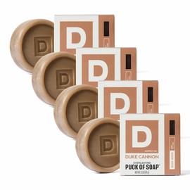 Duke Cannon Supply Co. Puck Soap Bundle – Men’s Rounded Bar Soap with Masculine Scents, Disc-Shaped, All Skin Types, Buck Moon, 5 oz (4 Pack)