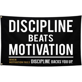 NASIAN Discipline Beats Motivational Flag 3x5 Ft Inspirational Motivational Flags for Room Guys Cool Flag for Home Gym College Dorm Man Cave Flag Motivational Wall Decor Poster Banner