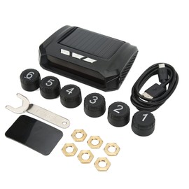 Haofy Tire Pressure Monitor, 6 Wheel Truck Tire Pressure Monitoring System Wireless Solar Power TPMS Monitor with 6 Sensors for Light Truck RV