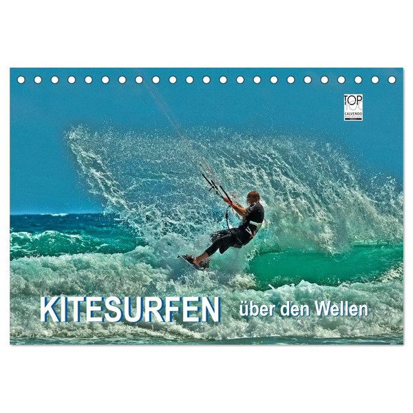 Kitesurfing Over the Waves (Desk Calendar 2025 DIN A5 Landscape),