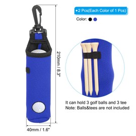 PATIKIL Golf Ball Carrying Bag 2pcs Golf Tee Holder Pouch Portable Neoprene Golf Ball Holder with Clip for Men and Women Storage Gift 2 Colors