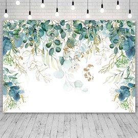 ABLIN 10x7ft Greenery Backdrop for Birthday Party Baby Shower Decorations for Boy Gold and Green Eucalyptus Leaves Gender Reveal Photo Background Photography Shoot Props