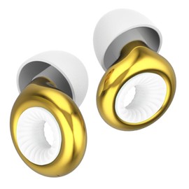 Ear Plugs Noice Cancelling Reusable Hear Protection for Sleeping, Snoring, Travel, Swimming & Concert | 25dB Noise Reduction with 5 Inner Rings 8 Ear Tips (XS/S/M/L) - Gold