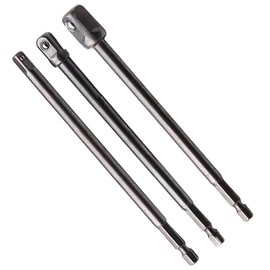 6” Impact Bit Socket Adapter Set, 3PCS -1/4”,3/8”,1/2” Head with 1/4” Hex Shank Socket Extension Bit Set