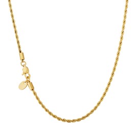 KRKC Men's Necklace Cord Chain 18 K Gold Plated / Silver Colour Stainless Steel 3/4/6 mm Rope Chain, Nickel-Free Chain for Men Length 45-61 cm, Stainless Steel