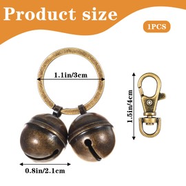 YBEATY Loud Dog Cat Collar Bells Pet Tracking Copper Bells Charm Vintage Pets Pendant Key Rings with Quick Snap Clips for Small Medium Large Dogs Outdoor Hiking Walking Decoration Supplies