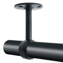 Alise Curtain Rod Holder Bracket 1''Dia,Closet Rod Holders Wall Mounted,Ceiling Mount Curtain Rod Flange Brackets,Curved Shower Curtain Rod for Bathroom,Stainless Steel Black Finish,Pack of 2