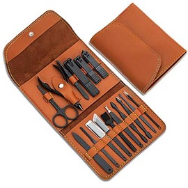 Manicura Set, 16 en 1 Manicura y Pedicura de Acero Inoxidable, Tijeras para Uñas, Lima de Uñas, Gancho para Orejas, Pinzas, Maquinilla de Afeitar para