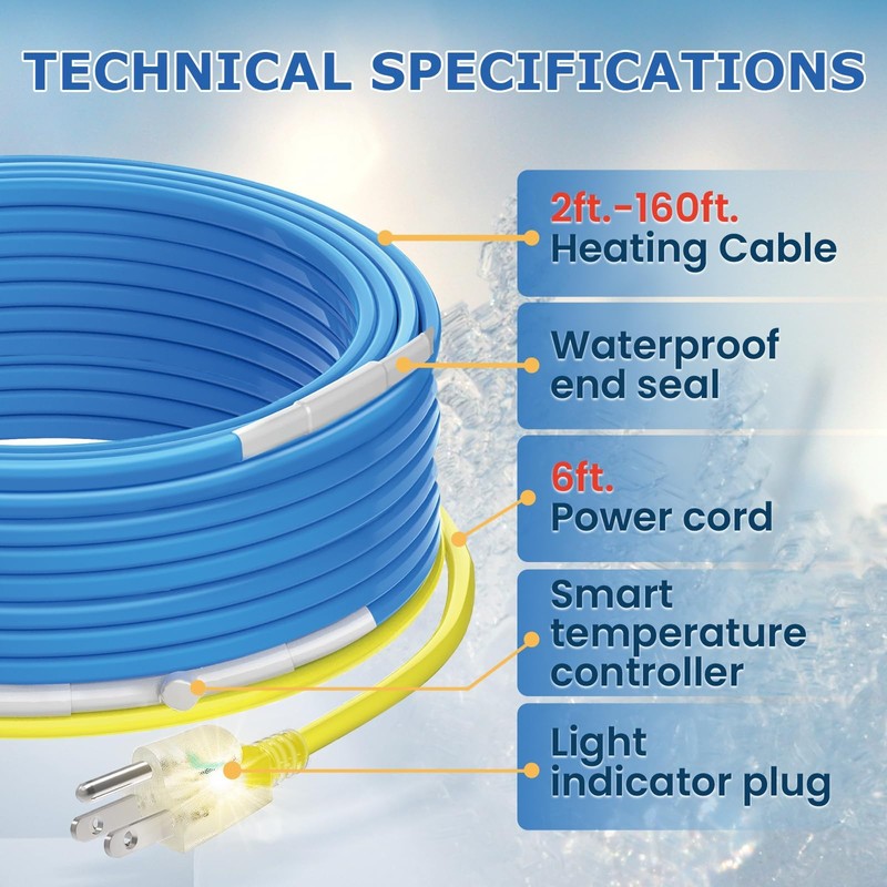 18 FT Heat Tape for Water Pipes Freeze Protection, YeloDeer