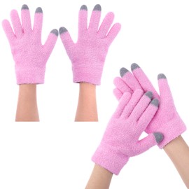 Moisturizing Gloves for Dry Hands Cotton Gloves for Eczema with Good Lining Touchscreen Fingertips Overnight Spa Gloves for Women & Men Reusable for Sleeping (Pink)