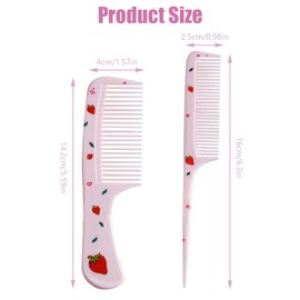 2 Pcs Kids Set Girls Hair Brush Plastic Cute Hair Comb Fashion Kids Hair Brush for Kids Girls Curly Straight Long Hair