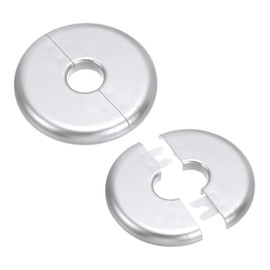 PATIKIL Wall Split Flange 0.65" (16.5mm),2 Pcs ABS Round Self-Adhesive Escutcheon Plate Buckles Water Pipe Covers for Kitchen Bathroom Arm Pipe Faucet Decoration, Silver