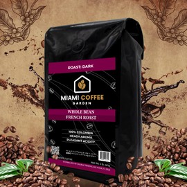 Miami Coffee Garden, French Dark Roast, Whole Coffee Beans, Fresh Roasted Coffee, 100% Arabica Whole Bean Coffee, Espresso Beans, Organic Coffee, 2 Lb
