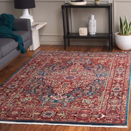 SAFAVIEH Kashan Collection Area Rug - 6'7" x 9', Blue & Red, Traditional Oriental Design, Non-Shedding & Easy Care, Ideal for High Traffic Areas in Living Room, Bedroom, Dining (KSN305A-6)