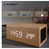 WOOD SHOW Alarm Clock Table Clock, Stylish, Speaker, With Thermometer,