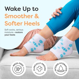 ZenToes Moisturizing Socks for Cracked Heel Treatment, Vitamin E, Olive Oil and Jojoba Oil Infused Heel Socks, Spa Gifts for Women, Mothers Day Gifts (White & Blue Snowflake, Regular)