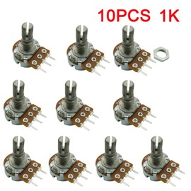 Aihasd B1K 1K Ohm Adjustment Single Linear Rotary Taper Potentiometer Shaft 15 mm Pack of 10