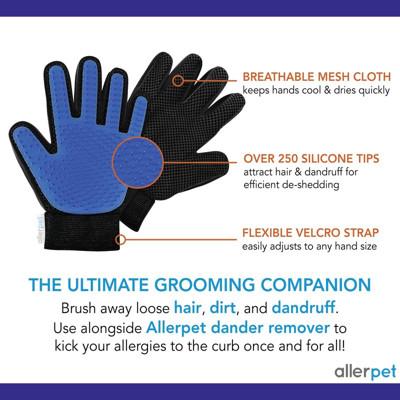 Allerpet Cat Dander Remover w/Free Pair of Grooming Gloves and