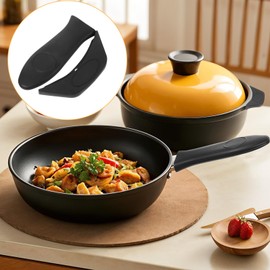 2 PCS Silicone Cast Iron Handle Cover, Cast Iron Handle Grip Cast Iron Skillet Handle Covers Black Cast Iron Handle Sleeve Pan Handle Sleeve for Cast Iron Skillet Frying Pans Traditional Pots