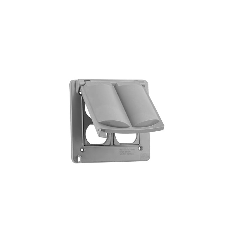 Sealproof Universal Weatherproof Nonmetallic 2-Gang Outlet Cover, UL Listed, Gray