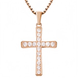 Milreason 18K Gold Plated Cross Necklace for Women Religious Jewelry with Diamond Pendant White Gold Rose Gold Yellow Gold Necklace Christian Gifts for Her Sparkling Cubic Zirconia Pendant Necklace
