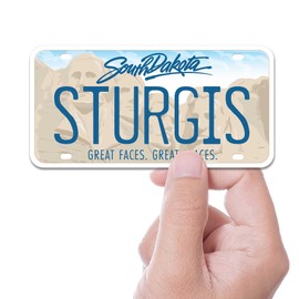 South Dakota License Plate Stickers, Choose Your SD City - Black Hills Bumper Sticker for Car (Sturgis)