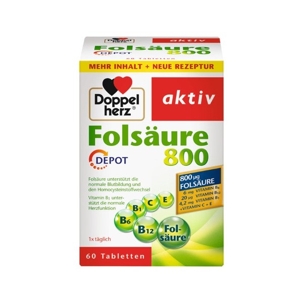Doppelherz Folsäure 800 Depot Tabletten, 60.0 St. Tabletten