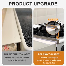 Foldable Stove Gap Filler Kitchen Counter Range Guards 25inch,Silicone Stove Gap Covers Electric Stoves Gap Filler Oven Side Sealing Strip Between Countertop and Stovetop Pack 2 (White)