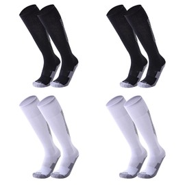 Fjquamitix 6 Paar Fußballsocken für Kinder, kniehoch, atmungsaktiv, rutschfest, Rugby-Fußball-Sportsocken für Jungen von 9–12 Jahren, Zweifarbig, One Size