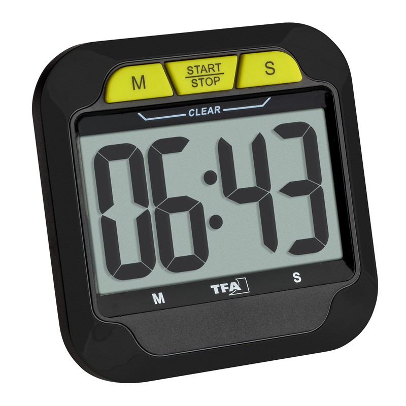 TFA Dostmann 38.2054.01 Digital Timer with Stopwatch Alarm (Normal/Loud), Timer