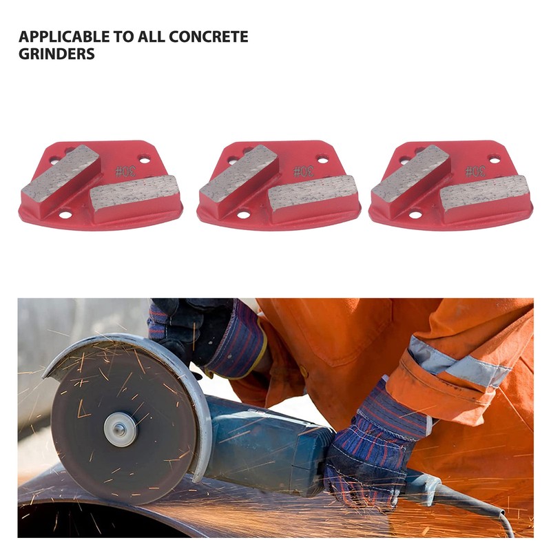 3Pcs Diamond Grinding Shoes 30 Grits Trapezoid Concrete Floor Cutting