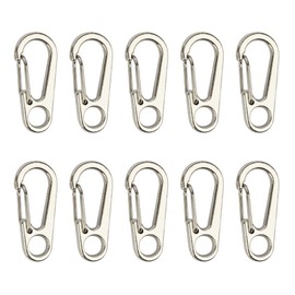Temlum 3.3 cm Tiny SF Aluminum Carabiner Clip Mini Carabiners Set Spring Snap Keyring Hook for Camping Traveling Hiking Keychains Outdoor Silver(10pcs)