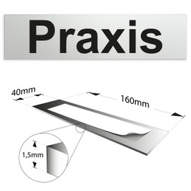 Kinekt3d Leitsysteme Sign, door sign, 160 x 40 x 1.5 mm, anodised aluminium, surface in polished stainless steel look, 100% made in Germany (practice)