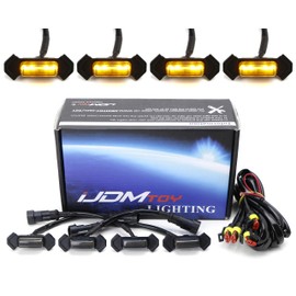 iJDMTOY 4pc Set Smoked Lens Front Grille Lighting Kit Compatible with 2016-up Toyota Tacoma w/TRD Pro Grill ONLY, Includes (4) 4-SMD 2500K Amber LED Light Assy & Wiring Harness