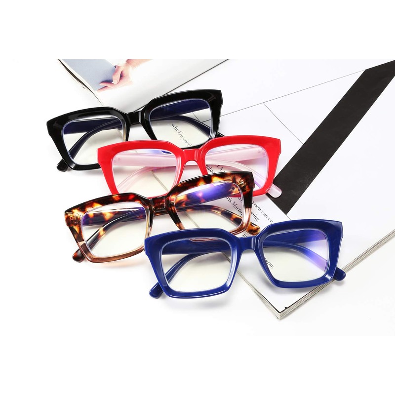 FEISEDY Retro Square Blue Light Blocking Reading Glasses Anti Glare