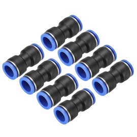sourcing map Push to Connector Fitting, 16mm Tube OD Quick Connect Air Line Hose Pipe Fitting Straight Pneumatic Connector, Black 8Pcs