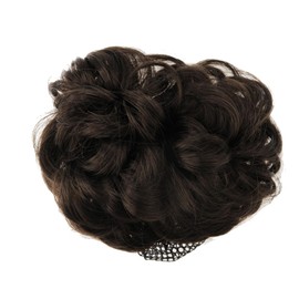 Chignon Wig Barrette with Net Bun Dark Brown