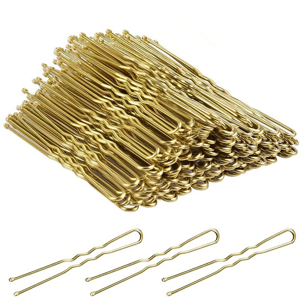 Bun Pins,MORGLES 80 Pcs Hair Pin for Buns Blonde Hair Grips for Women Kirby Grips with Box (Golden 6cm/2.4 inch)