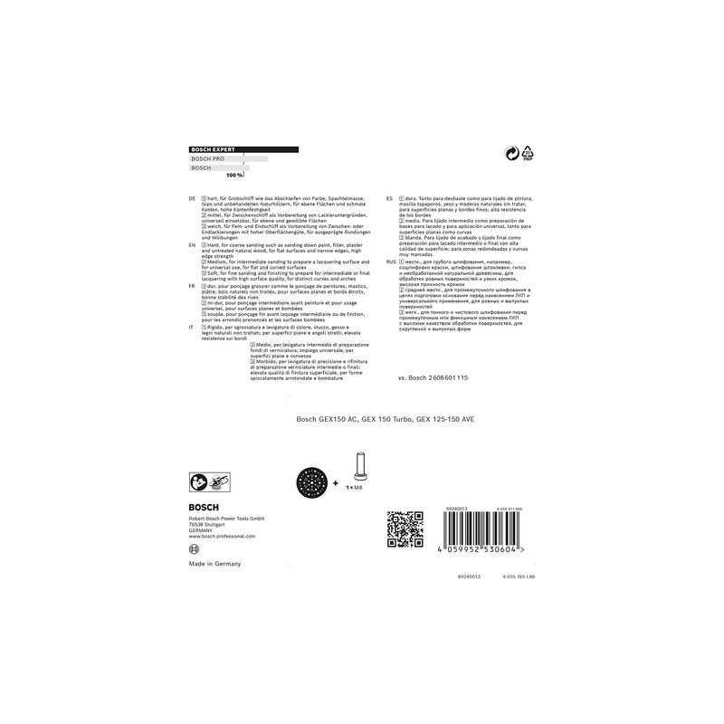 Bosch Professional 1x Expert Multihole Backing Pad (for Bosch, Medium